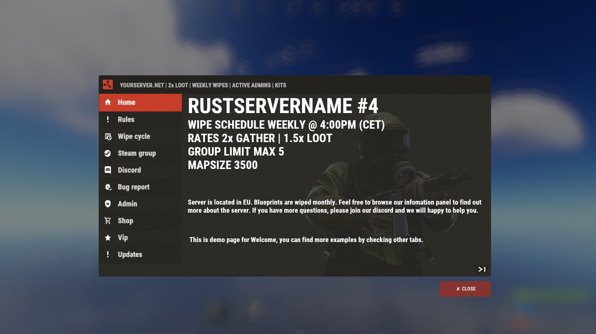 Платно - Плагин - Welcome Panel | RUST MODS - Бесплатные и платные ...